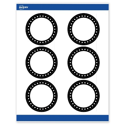Avery 3" Diameter Labels, Black and White Polka Dots, 60 ct