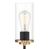 Possini Euro Design Tara Industrial Wall Light Sconce Black and Gold Hardwire 5" Fixture Clear Glass for Bedroom Bathroom Vanity - 3 of 4