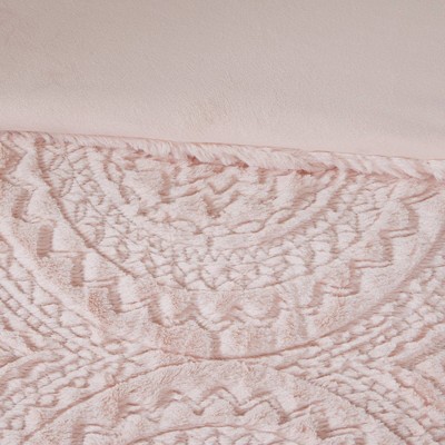 Blush King Faux Fur Reversible Comforter Set