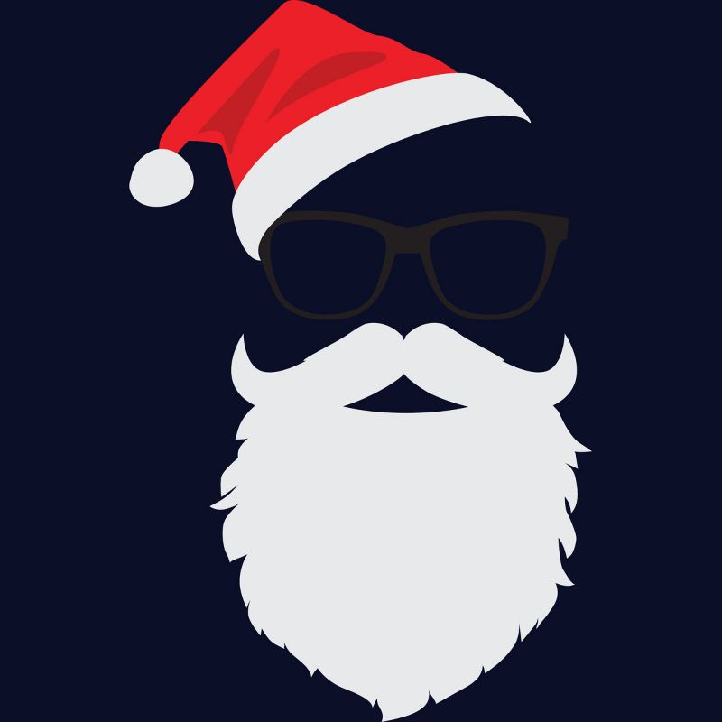 Junior's Design By Humans Hipster Santa Face with Hat beard & Glasses Christmas By TronicTees T-Shirt, 2 of 4