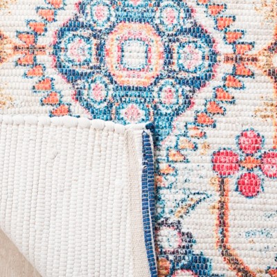 Boho Chic Blue Flat Woven Handmade Wool & Cotton Rug 4' x 6'
