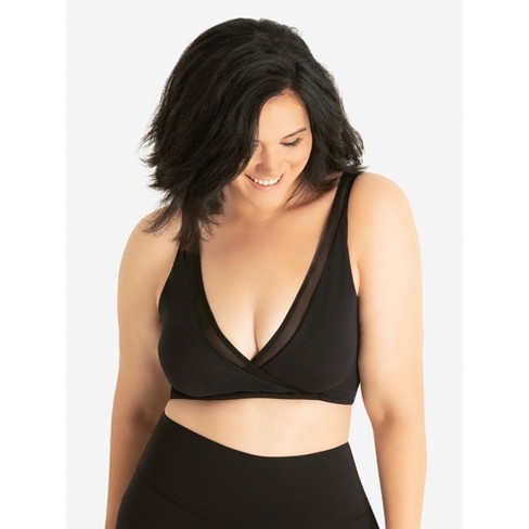 Leading Lady The Charlene - Seamless Comfort Crossover with Mesh in Black  Onyx, Size: Medium