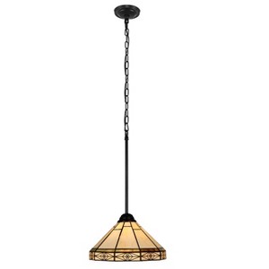 Chloe Lighting Belle Mission-Style 1-Light Blackish Bronze Finish Mini Pendant 12" Shade - 1 of 4