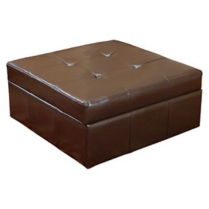 Chatsworth Brown Leather Storage Ottoman - Brown - Christopher Knight Home