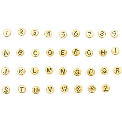 Bright Creations 1000 Pack Vintage Gold Mini Acrylic Letter Beads for Jewelry, A-Z and 1-9 (0.27 x 0.15 in)