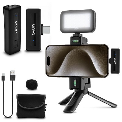 Kit Vlogging Movo USB-C - Tripé, Microfone, Luz LED IPhone