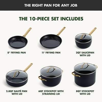 Black and Gold 10-Piece Nonstick Aluminum Cookware Set