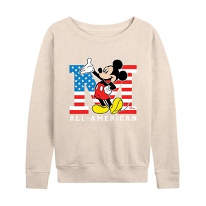 Women's - Disney - Americana Lightweight French Terry Wide Neck Long Sleeve Shirt - 1 of 4