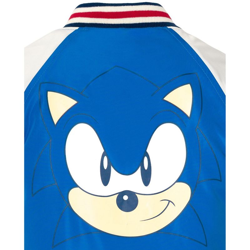 SEGA Sonic the Hedgehog French Terry Zip Up Varsity Bomber Jacket Satin Lining Little Kid to Big Kid, 5 of 6