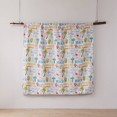 King Size Blue Cotton Reversible Coastal Quilt Set