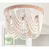 Dewdrop Boho Semi Flush Mount Ceiling Light, White Wood Bead Chandelier with Natural Wood Frame for Bedroom Hallway Entryway - 3 of 4