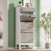 Modern Fluted 3 Flip Drawer Shoe Cabient, 55.5'' H Tall Shoe Storage with Drawer, Narrow Wooden Shoe Organizer with Metal Legs, Hidden Shoe Rack - 3 of 4