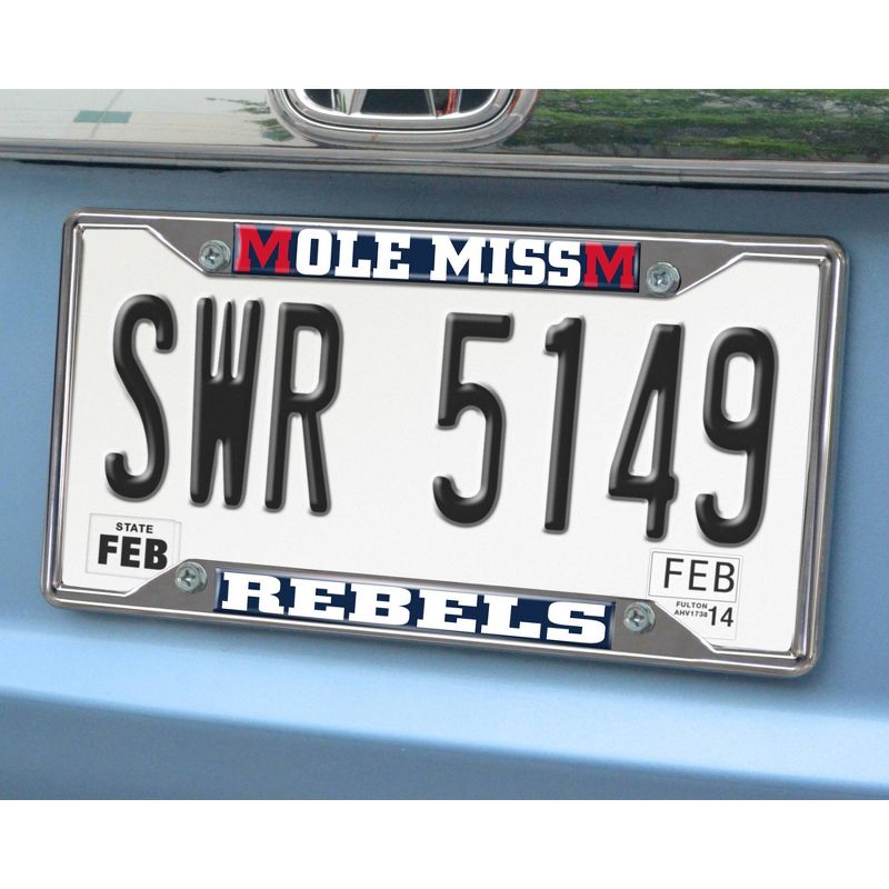 NCAA University of Ole Miss Rebels Stainless Steel License Plate Frame, 2 of 4