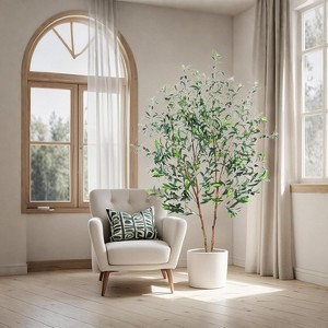 Acekool 5FT Artificial Olive Tree, Realistic Indoor Potted Plant with Natural Wood Trunk, Faux Greenery for Home & Office - 1 of 4