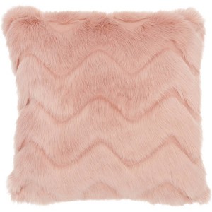 Chevron Faux Fur Square Throw Pillow Pink - Mina Victory