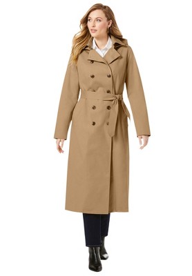 Jessica London Women's Plus Size Double Breasted Long Trench