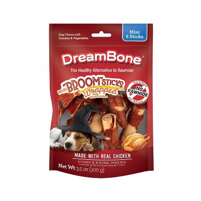 DreamBone Mini Chicken Wrapped Broom Dental Sticks Dog Treats - 8ct