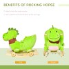 2-in-1 Plush Ride-On Toys Stroller Rocking Dinosaur with Wheels and Nursery Song-3irtyhousy - 3 of 4