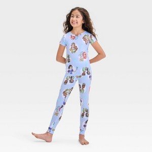 Girls' Disney Princess 3pc Pajama Set - Blue - 1 of 4