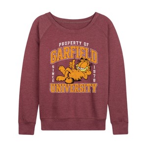 Women's - Garfield - Varsity Lightweight French Terry Wide Neck Long Sleeve Shirt - 1 of 4