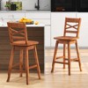 Costway 2 PCS 24"/30" Counter/Bar Height Stool Rubber Wood Swivel Bar Stool with Inclined Backrest Walnut - 4 of 4