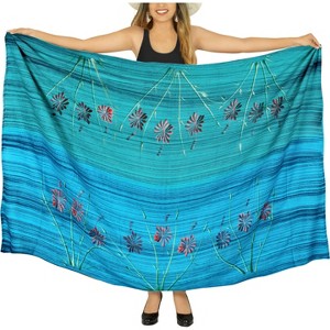 LA LEELA Women's Sarong Bikini Skirt Cover up Swimwear Bathing suit Summer Wraps Swimsuit Beach Wrap Coverups for Women One Size Blue, Tie Dye Design - 1 of 4