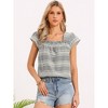 INSPIRE CHIC Women's Gingham Casual Square Neck Cap Sleeve Peasant Summer Blouses - 3 of 4