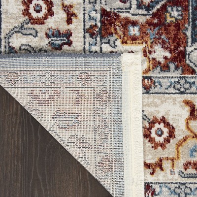 Geneva Medallion Fringe Edge Blue and Grey Transitional Rug
