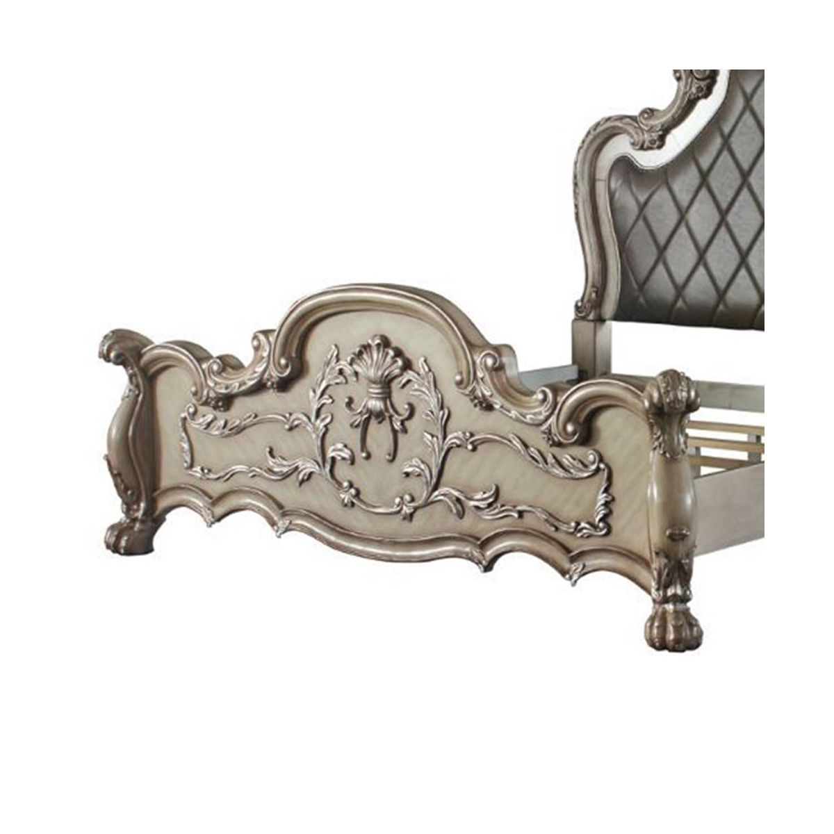 Acme Furniture Queen 92" Dresden Synthetic Leather Bed Vintage Bone White Finish - thumbnail 3