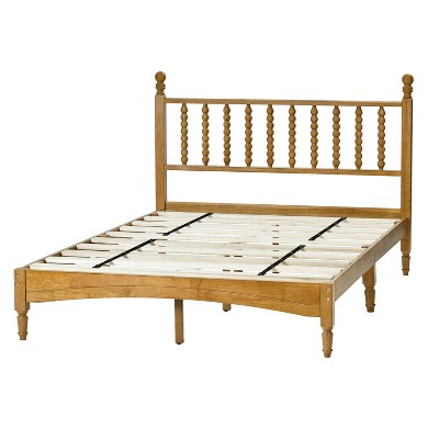 NicBex Full Size Wood Bed Frame with Headboard,Wood Slat Support,Large Under Bed Storage,1000 Lb Capacity,Brown