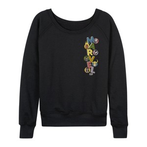 Women's - Marvel - Marvel Villains Stacked Lightweight French Terry Wide Neck Long Sleeve Graphic Shirt - 1 of 4