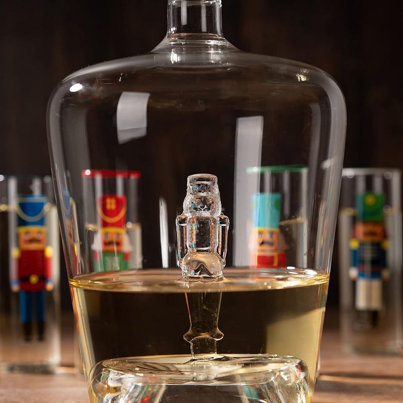 The Wine Savant Nutcracker Design Wine & Whiskey Decanter Set Includes 5 Nutcracker Design Shot Glasses, Holiday Home Decor - 1130 ml, 4 of 6