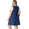 Agnes Orinda Women's Plus Size Casual Adjustable Straps Button Patch Pockets Mini Denim Jumpers - 4 of 4