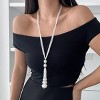 Vintage Pearl Necklace for Women Dainty Long Tassel Chain Faux Pearl Fringe 1920s Costume Jewelry Sweater Chain Y-shape - 3 of 4