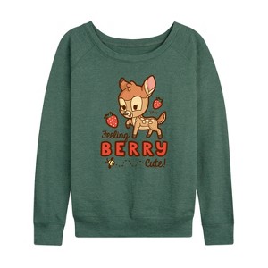 Women's - Disney - Feeling Berry Cute Lightweight French Terry Wide Neck Long Sleeve Shirt - 1 of 4