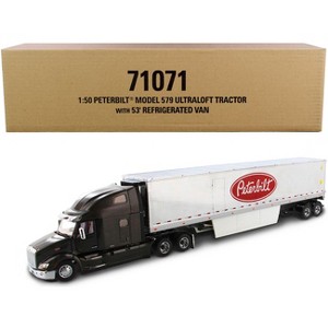 Peterbilt 579 UltraLoft Truck Tractor with 53' Refrigerated Van Legendary Black and Chrome "Transport Series" 1/50 Diecast Model by Diecast Masters - 1 of 4