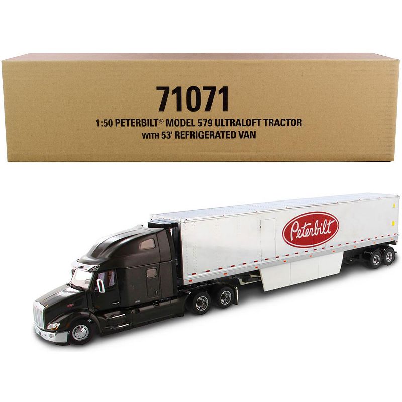 Peterbilt 579 UltraLoft Truck Tractor with 53' Refrigerated Van Legendary Black and Chrome "Transport Series" 1/50 Diecast Model by Diecast Masters, 1 of 4