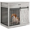 COZONY 37.8" Farmhouse Dog Crate Furniture, 2-in-1 Sliding Barn Door Dog Crate & Side Table with Storage Drawer for Medium Dogs, Iron-Wood Design - 3 of 4