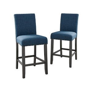 New Classic Furniture,Furniture Crispin 25" Fabric Counter Chairs In Blue (Set Of 2) - 1 of 4