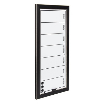 Black Framed Magnetic Dry Erase Weekly Calendar with Marker