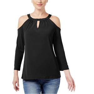 I.N.C International Concepts Womens Cold Shoulder Knit Blouse, Black, Medium - 1 of 1