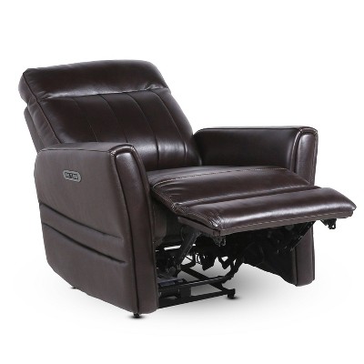 Coachella Transitional Brown Leather Recliner with Power Headrest