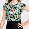 Girls' Short Sleeve Sunset Tropics One Piece Swimsuit - Cat & Jack™ Black - 3 of 3
