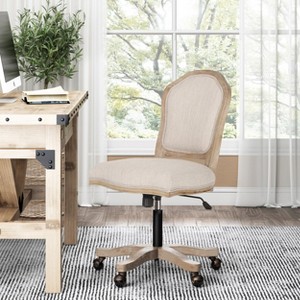 Lyngins Vintage Wooden Adjustable Home Office Desk Chair,Small Swivel Task Chair for Office,Study,Vanity Room - 1 of 4
