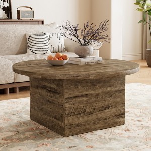 Dyonery Modern Rectangle/Round Coffee Table for Living Room,Engineered Wood Center Coffee Tables for Office Wooden Cocktail Tea Accent Table - 1 of 4