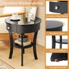 ResenkosSofa Table, End Table, Side Table,2-Tier Wood Round End Table with Open Drawer-Black - 3 of 4