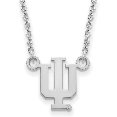 Black Bow Jewelry 14k White Gold Indiana Hoosiers NCAA Necklace 18 Inch