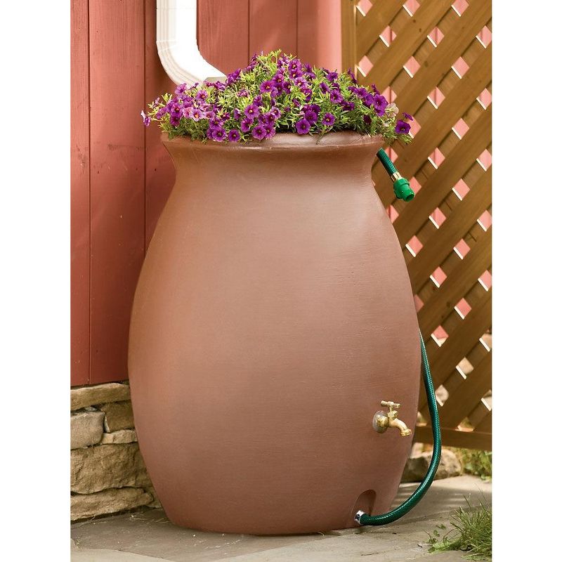 Rainwater Urn, 50 Gallon, 4' Hose Included, Brass Water Spigot, Removable Top, 3 of 5