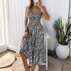 Womens Summer Maxi Dress Sleeveless Floral Spaghetti Strap Smocked Boho Beach Long Dress - 2 of 4
