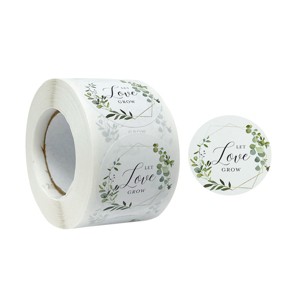 Wrapables 1.5 inch Let Love Grow Stickers Roll, Sealing Stickers and Labels for Cards, Envelopes, Bags, Gift Boxes, Weddings, Baby Showers (500pcs) - 1 of 4